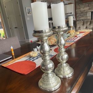 Silver mercury metallic candle sticks
